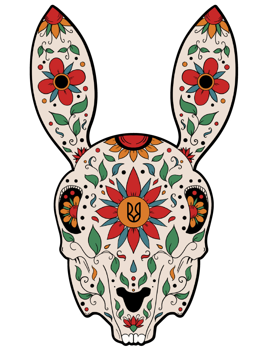 Floral Tattoo Candy Skull Rabbit
